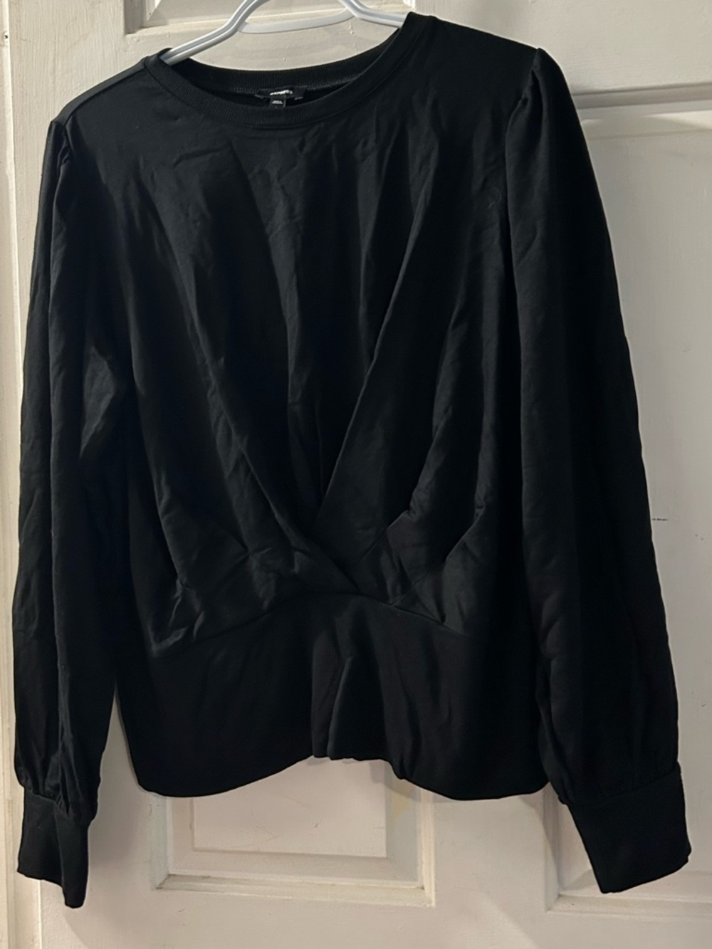 Express Black Twist-Front Long Sleeve Top